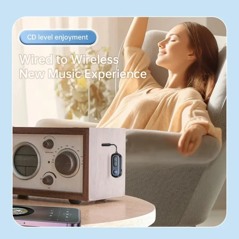 Bluetooth 5.3 Wireless Audio Adapter Receiver Transmitter 3.5mm AUX Jack Airplane USB Dongle for TV PC Headphone Car Kit Speaker