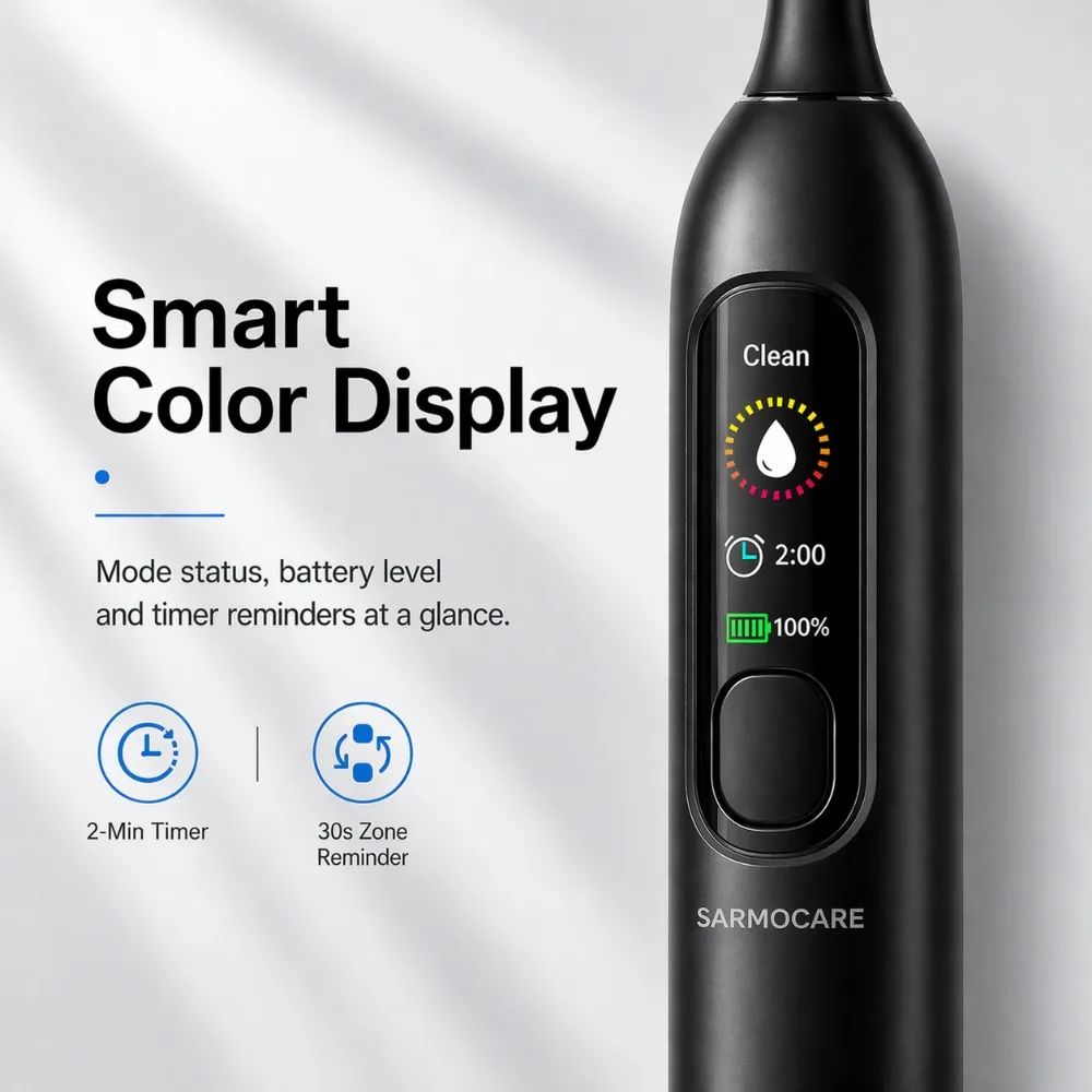 Rechargeable Sonic Vibration Electric Toothbrush 4 Modes IPX7 Waterproof 30 Days Battery Adult Oscillation Electric Toothbrush
