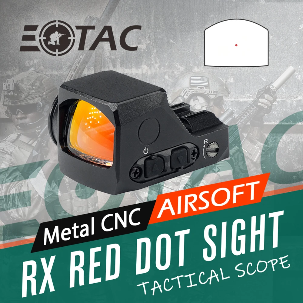 Airsoft Dot Sight R-X RX Red Dot Sight DDP Footprint Pistol Rear Sight w/Glock Mount Plate&Picatinny Mount Shake Awake