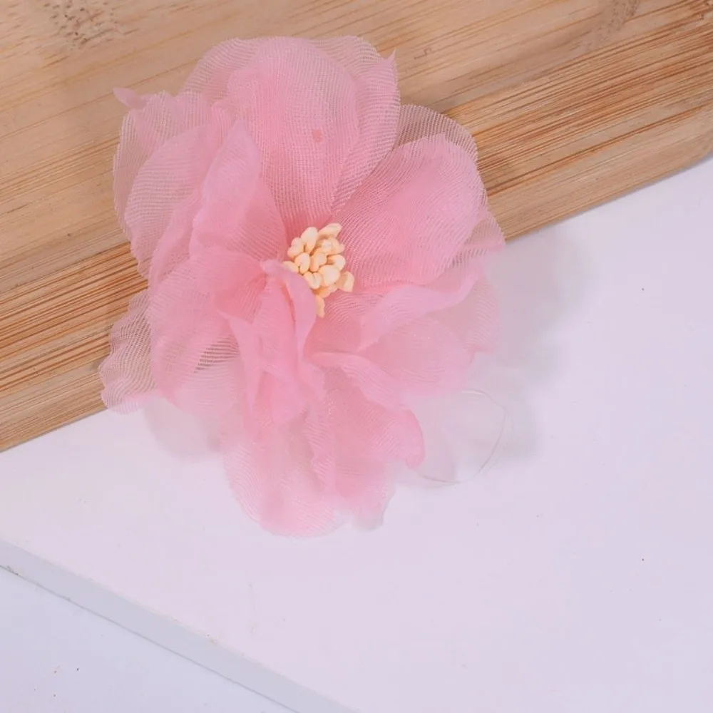 10Pcs 5.5cm Organza Artificial Flower Appliques 3D Colorful Simulation Mesh Flower Patch Translucent Clothes Sewing Patch