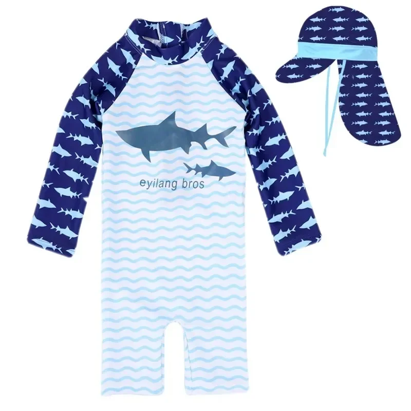 Baby Boys Swimsuit Long Sleeves One Piece Swimwear for Kids Toddler Cartoon UPF50  Rash Guards Infant Bathing Suit Korea Sets