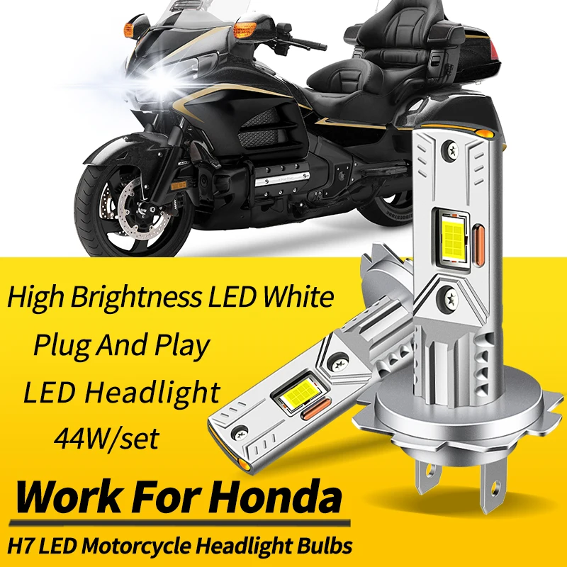 1PC/2PCS H7 Motorcycle LED Headlights Bulbs High Low Beam Canbus For Honda Goldwing F6B GL1800B 2013-2016 White Moto Accessories