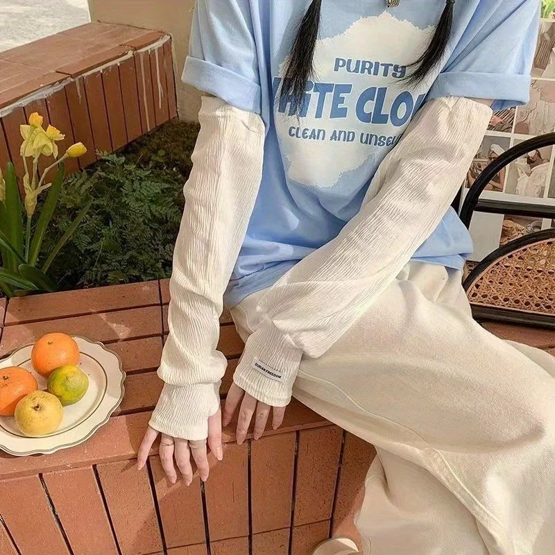 قفازات حماية من الشمس من الحرير الجليدي المختارة بعناية، فضفاضة كبيرة الحجم للقيادة للحماية من الأشعة فوق البنفسجية، قفازات صيفية بأكمام ثلجية