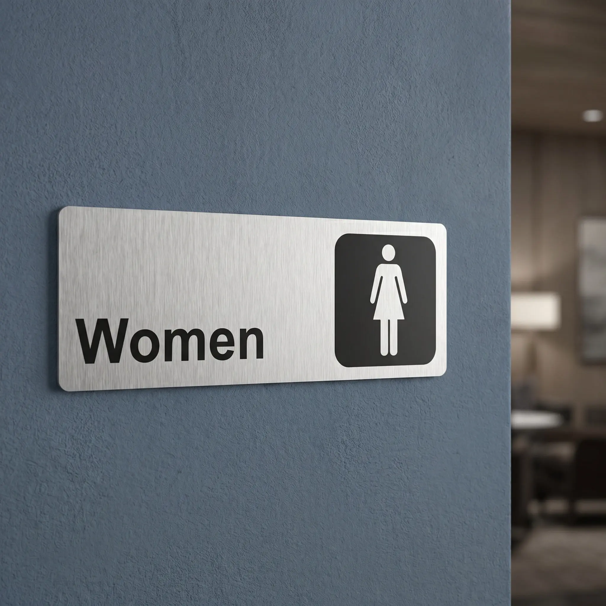 4Pcs Aluminum Bathroom Signs Set Modern Self-Adhesive Men Women Restroom Sign Toilet Door Sign for Office Business Restaurant