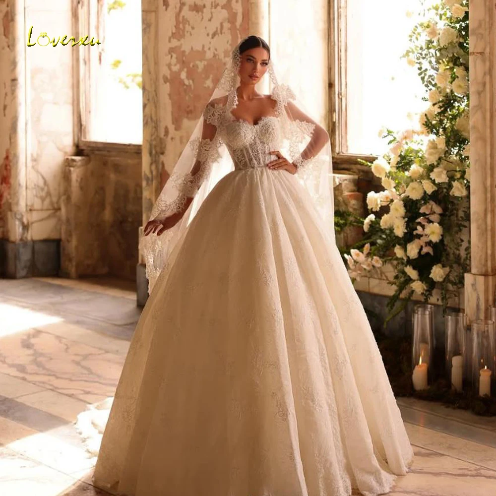 

Свадебное платье Loverxu А-силуэта, без бретелек, с изысканной кружевной вышивкой, винтажное, на заказ