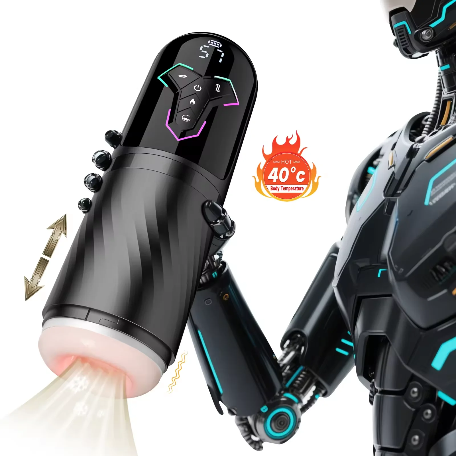 التلقائي تلسكوبي ذكر الاستمناء 5 في 1 وضع القضيب مضخة ساخنة مص تهتز آلات الجنس شاشة الكريستال السائل الجنس لعب للرجال #1