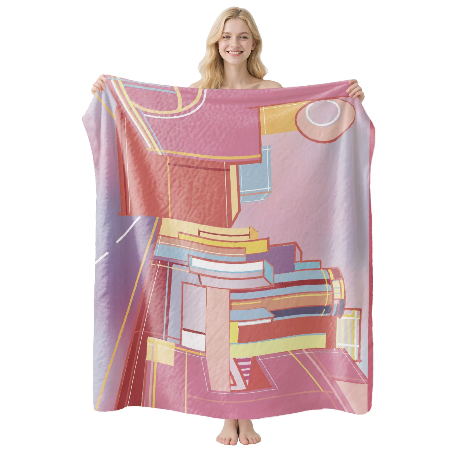 Blanket Throw Modern Abstract Geometric Building Architecture Cozy Sofa Bed Blankets Bauhaus Aesthetic Room Decor Gift