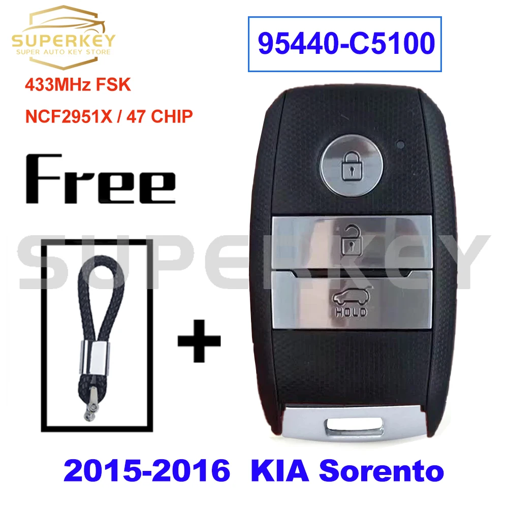 

SUPERKEY для 2015 2016 Kia Sorento 95440-C5100 БЕСКЛЮЧЕВОЙ смарт-ключ для автомобиля 433 МГц FSK NCF2951X HITAG 3 47 чип