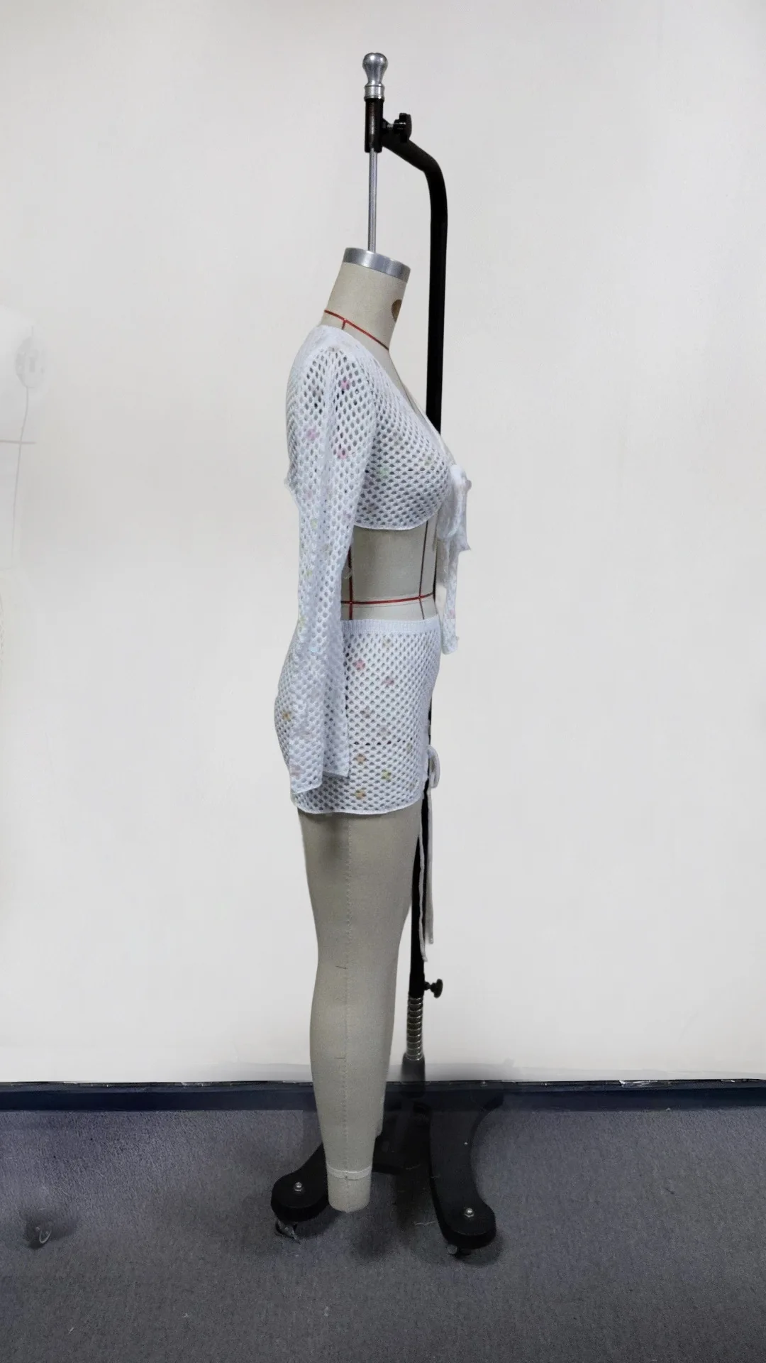 Swimwear Skirt Cover-up 2 Piece Set Women Crop Tops And Mini Skirt Bathing Suit Fashion Solid Hollow Sexy Beach Cover Up Outfits