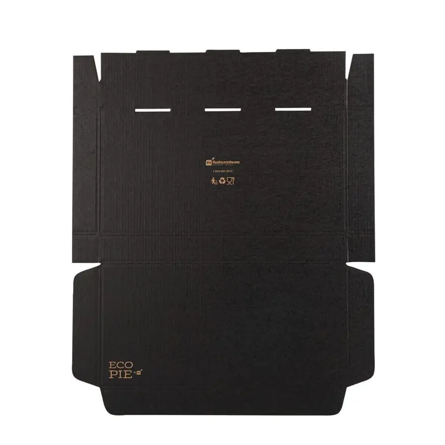 

Коробки для пиццы Eco Pie 14 x 7 x 1.5 дюймов, плоские, для еды на вынос, 50 прочных гофрированных коробок из E-флюта, система Tablock, крафт и черный цвет.