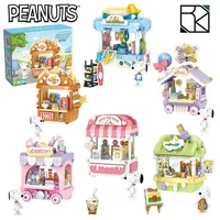 Genuine Snoopy Shop Building Blocks Creative City Shop Street Scene Series Model Bricks Educational Toys For Kids Holiday Gifts