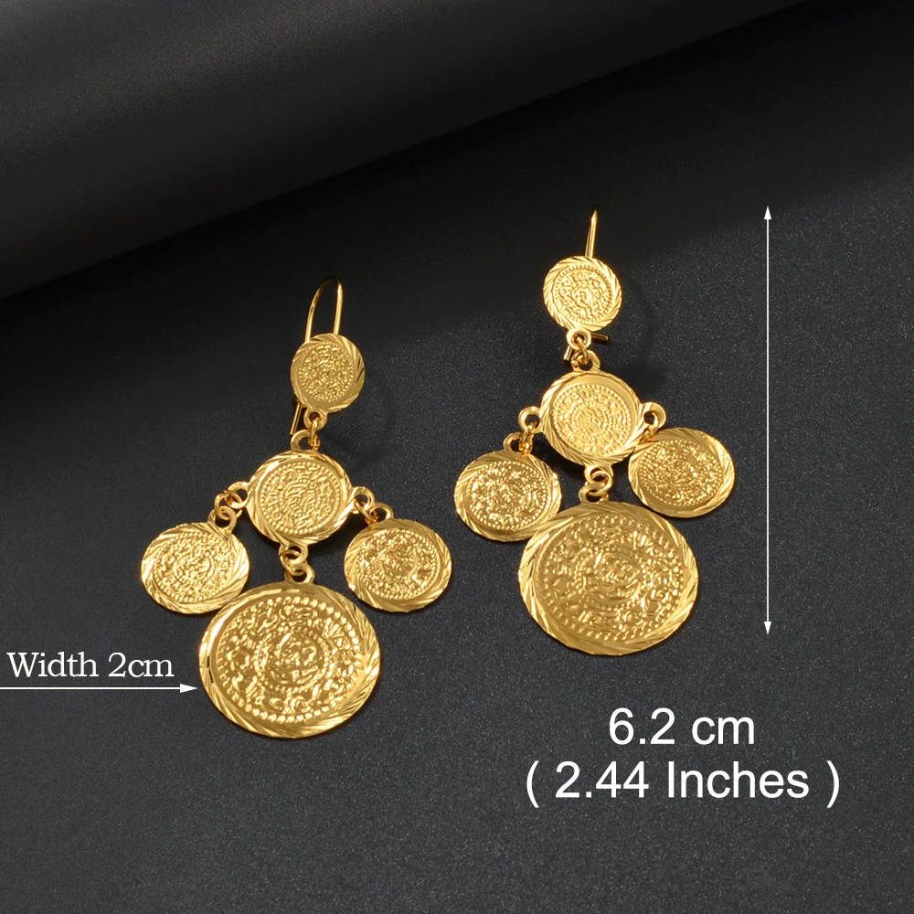 Anniyo Coin Earrings Women Girls,Wholesale African Arab Middle Eastern Ethnic Jewelry Egypt Turkiye Iraq Iran Syria #351201