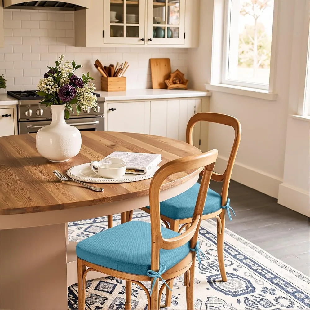 وسائد كرسي الطعام، على شكل حرف D مع أغطية وربطات عنق قابلة للإزالة وقابلة للغسل، مناسبة للمطبخ والاستخدام الداخلي #2