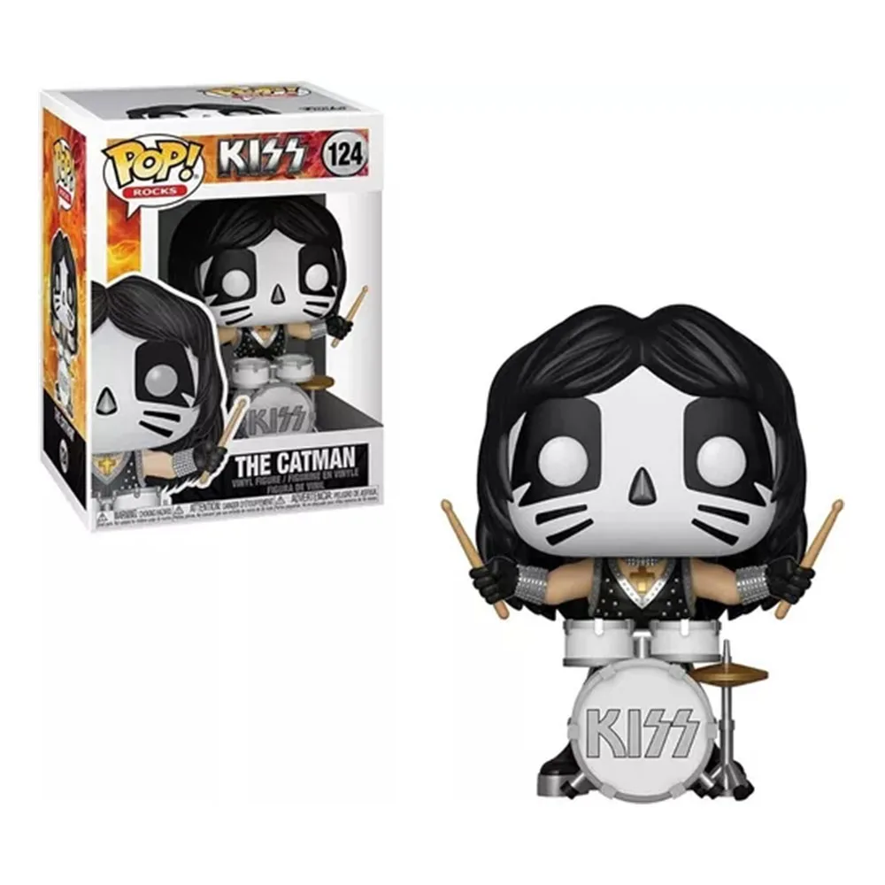 Funko Pop Rocks KISS Bands Drummer The Catman #124 Vinyl Action Figures Toys Collectible Dolls Toys Gifts for Children