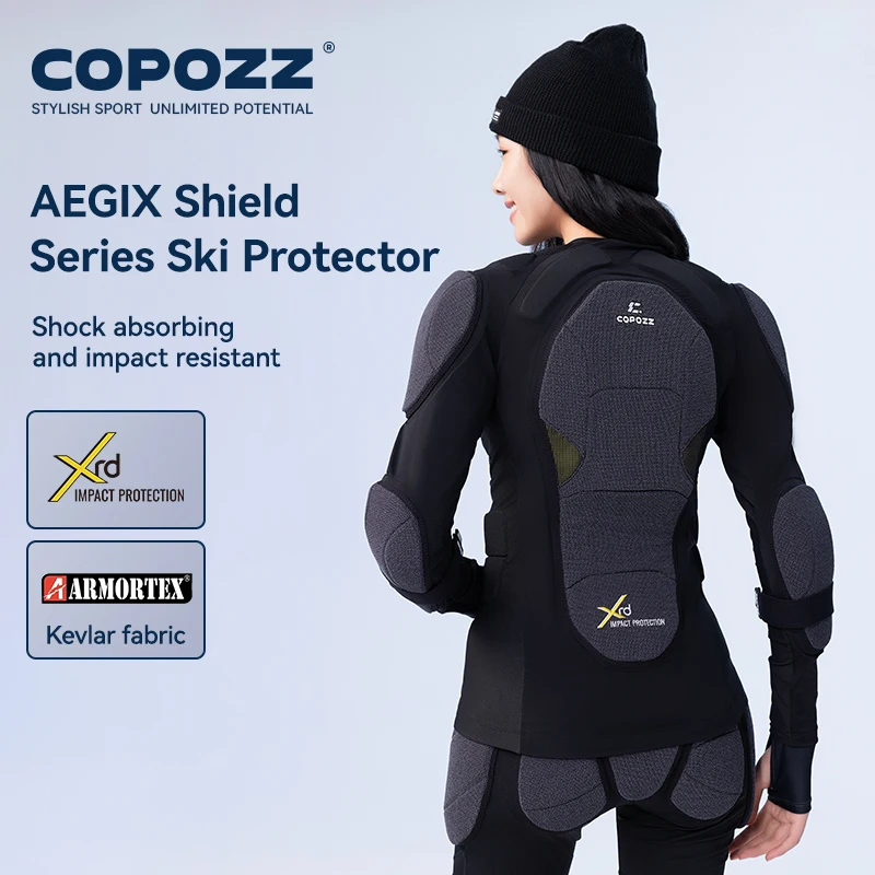 COPOZZ Ski Impact Jacket Kevlar® XRD® Protective Gear Chest Back Padding Breathable Cold Resistant Anti-Crash Adult Sking