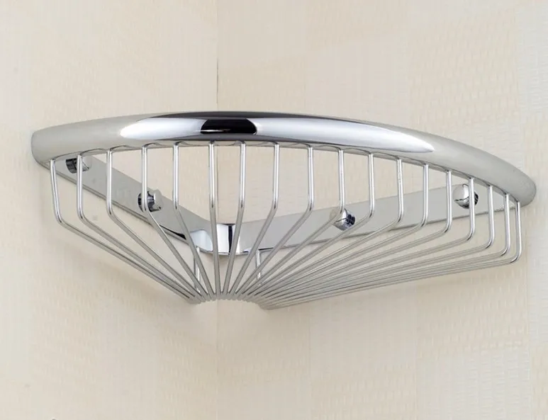 Wall Mounted Polished Chrome Brass Shower Corner Shelf Bathroom Basket Holder Shampoo Storage Shelf Rack Dba512 image 5