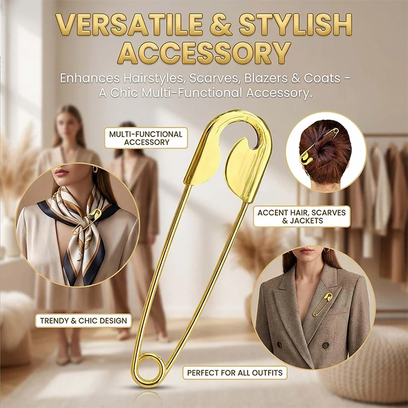 New Large Safety Pin Hair Clip Metal Hair Pins Personalized Headpiece Funny Hairs Stick Pins For Laundry Blanket Key Rings view 3