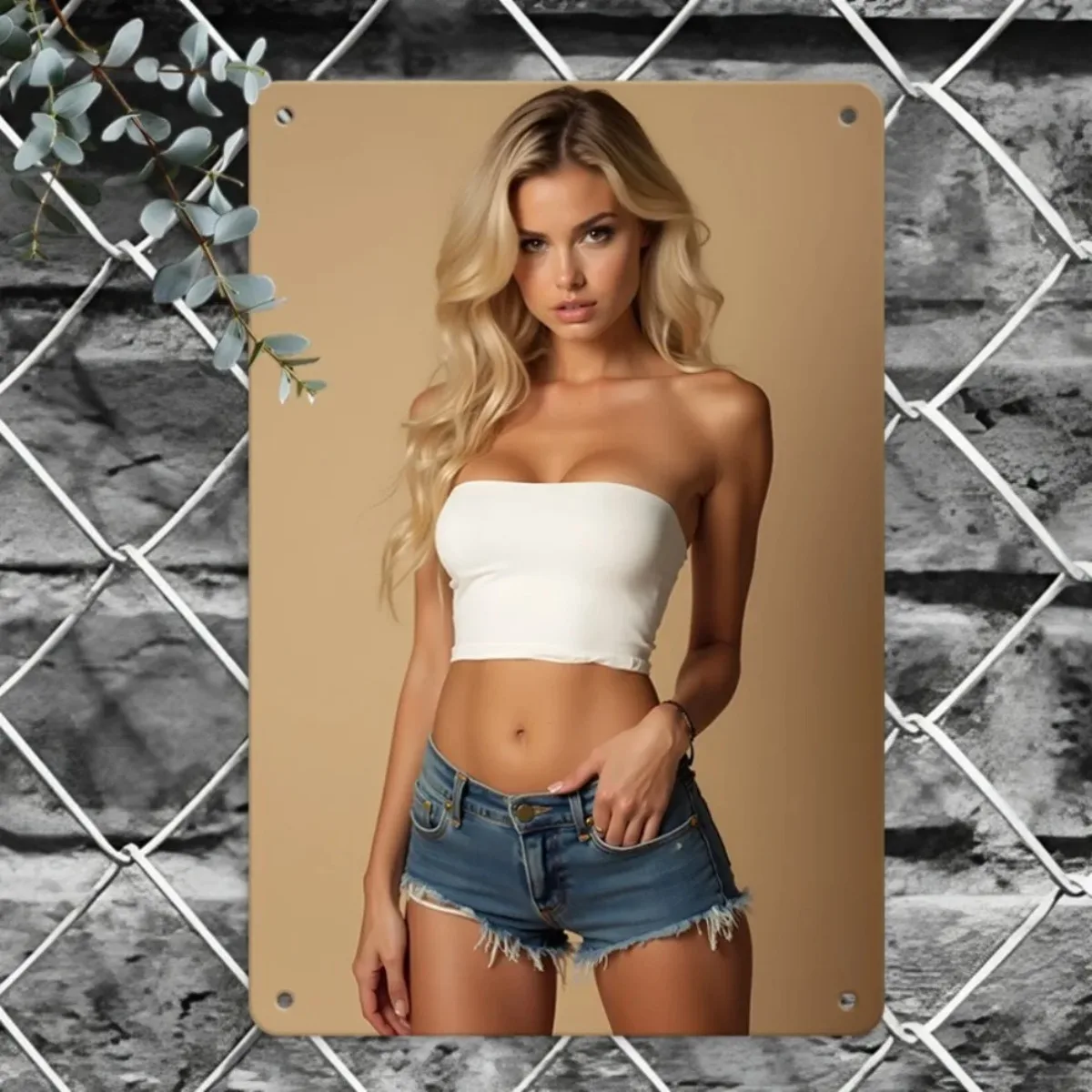 خمر جدار معدني الفن الرجعية شقراء سيدة تصميم الحديد ديكور المنزل مكتب