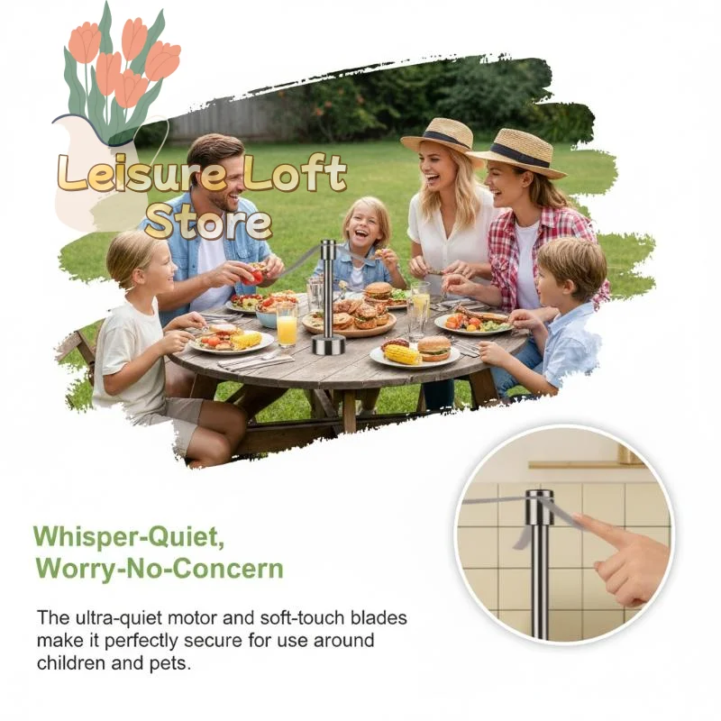 Fly Repellent Fan Outdoor Automatic Fly Trap Tabletop Insect Control for Safe Picnic and Patio Dining