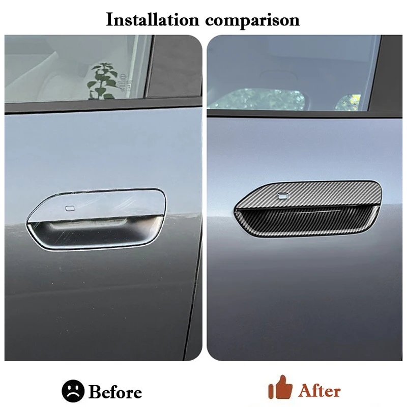 For BYD Yuan UP Pro 2024 2025 Car Door Outside Handle Stickers ABS Carbon Fiber Pattern Door Bowl Protective Stickers Decoration