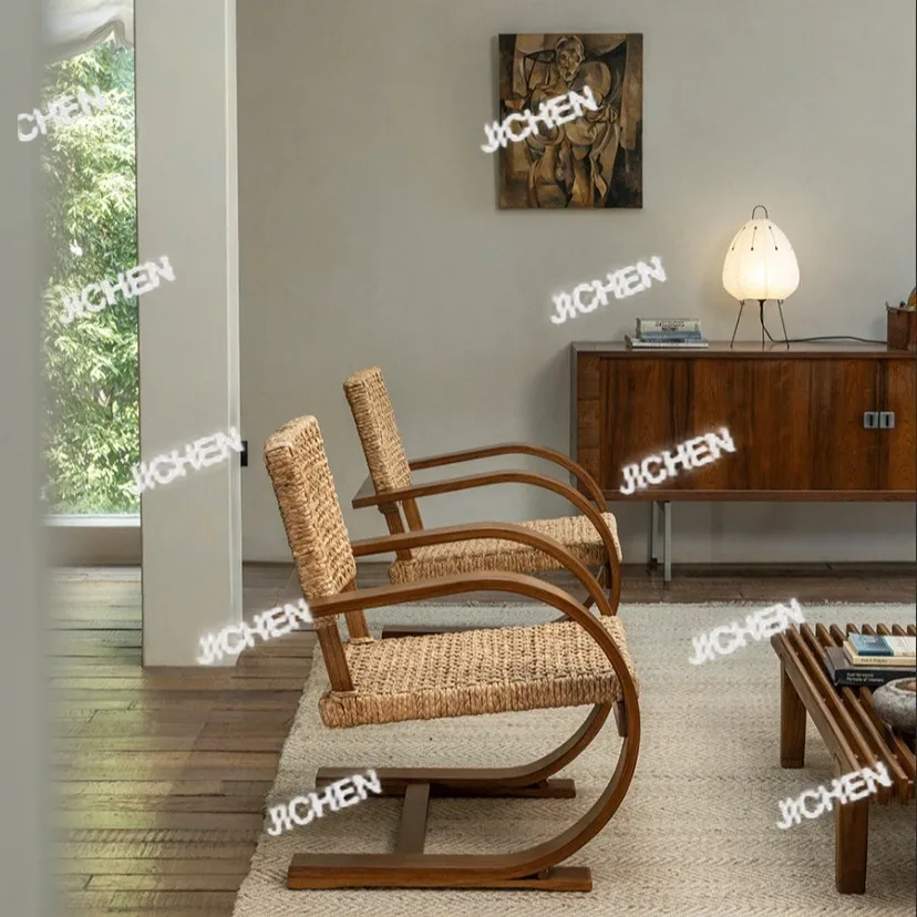 

NXJ Средневековая Реплика \ Французский Ретро Средневековый Гостиная Твердая Деревина Солома Дизайнерский Повседневный Диван-Кресло