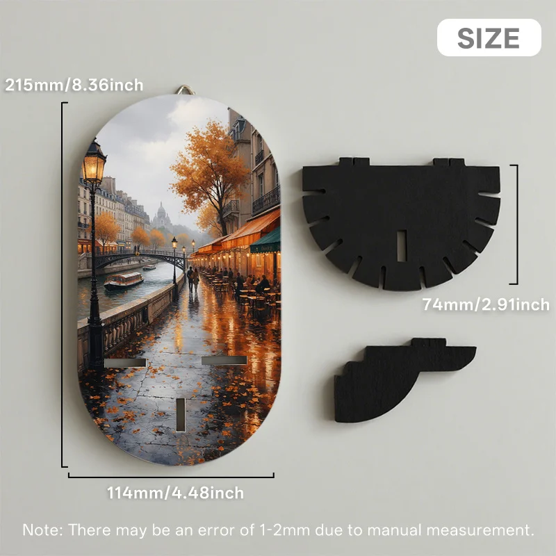 French Country Floating Shelf with Key Holder - Wall-Mounted Wood Shelf Suitable for Paris-Themed Decor, Vintage Key Rack &