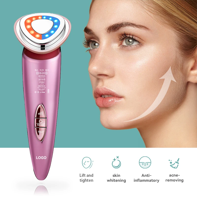7 In 1 Facial Massager Skin Care Beauty Device, EMS Face Lift Led Light Therapy Home Use Facial Lifting Massager