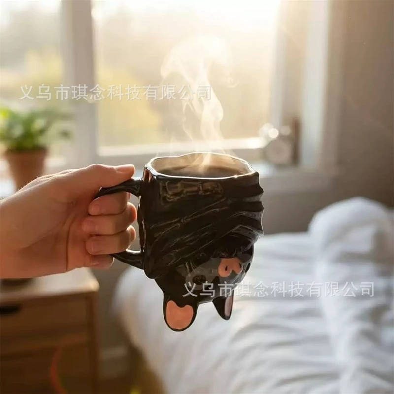 Bat Upside Down Shaped Mug Ceramic Cup Spooky Gothic Home Decor Table Centerpiece For Halloween Party Gift For Teens Adults