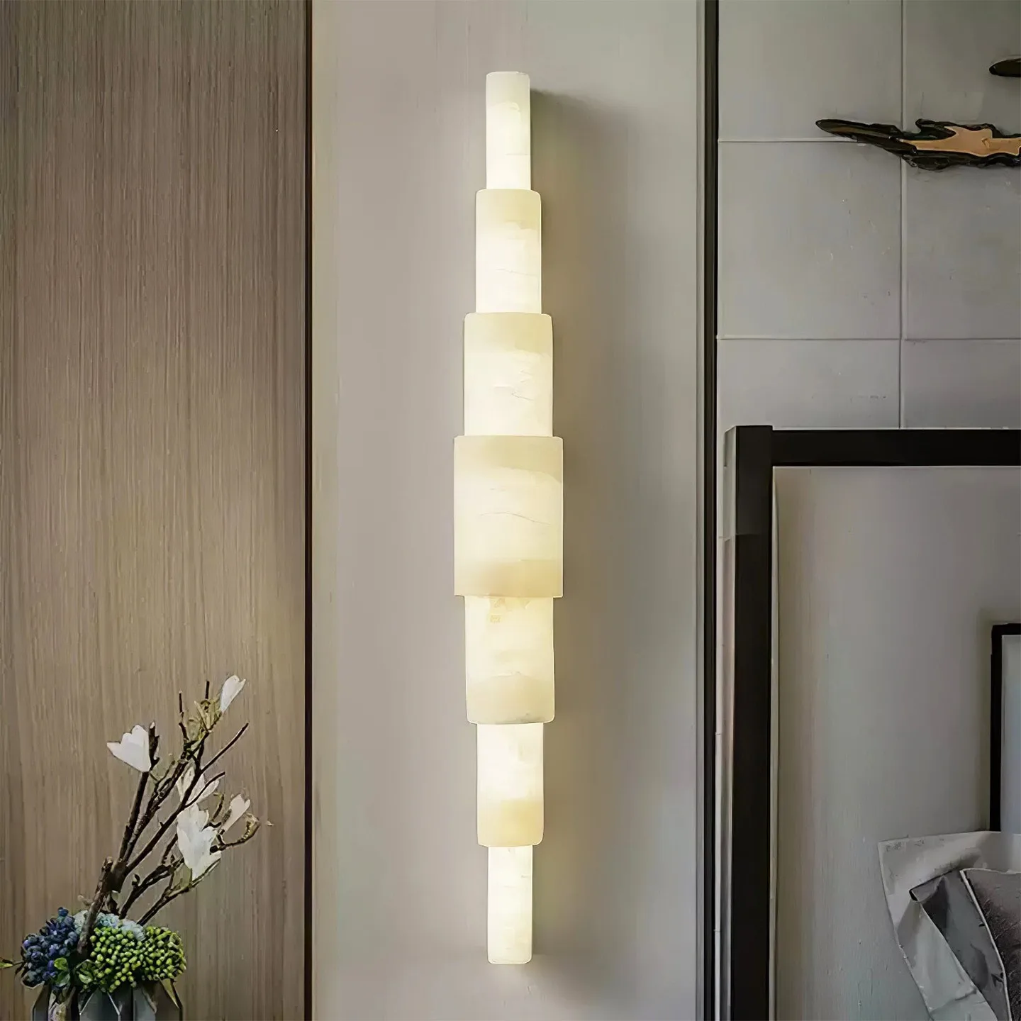 Modern Natural Marble Wall Lamp Minimalist Luxury Hotel Accent Light Designer Creative Hallway Bedside LED Latern Home Deocr