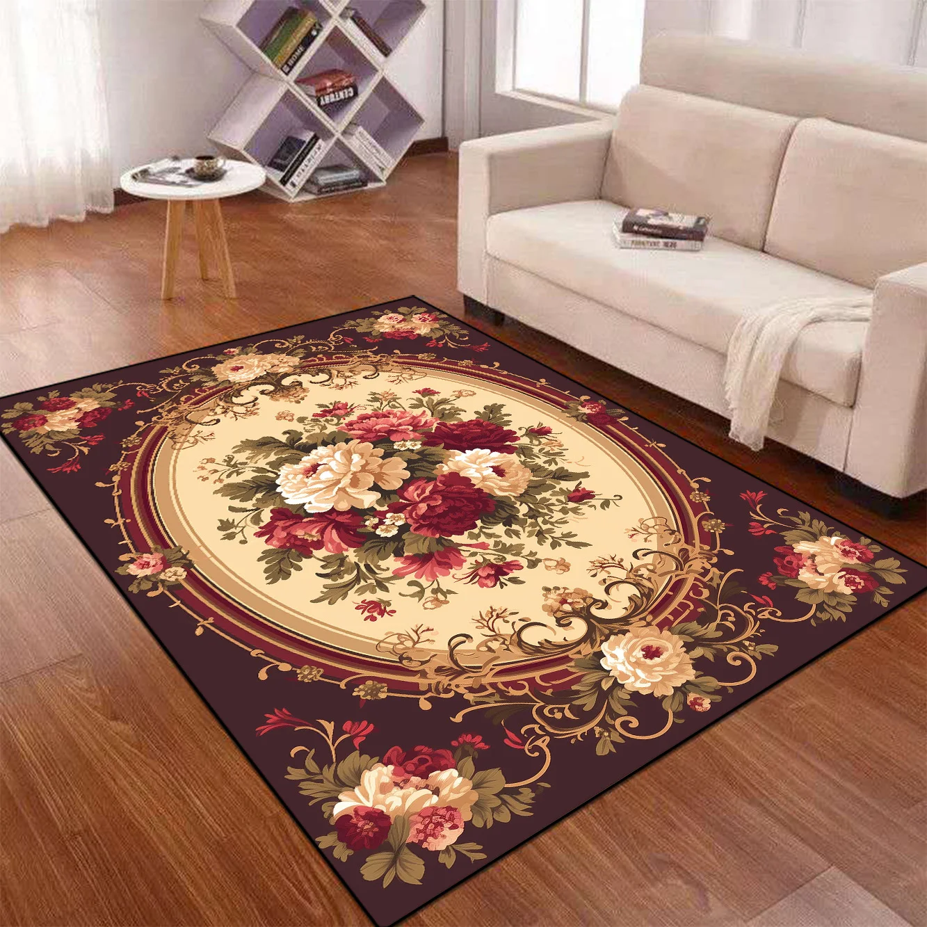 Retro European Flower Carpets Living Room Decoration Large Carpet Home Hall Sofa Floor Mat Bedroom Cloakroom Hallway Decor Rugs