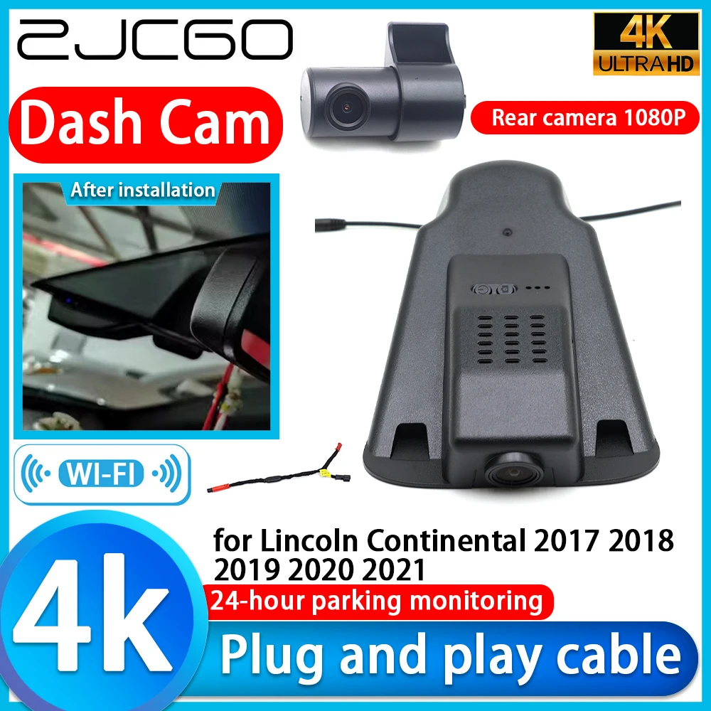 ZJCGO for Lincoln Continental 2017 2018 2019 2020 2021 4K DVR Dash Cam Car Camera Lens 24h Parking Monitor Video Recorder