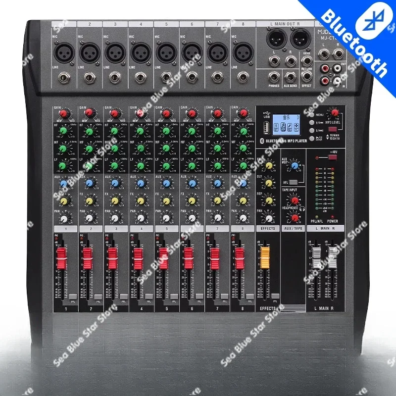 Professional Mixer 4/6/8/12 Way with Bluetooth USB Bar Stage Home Audio Digital Mixer