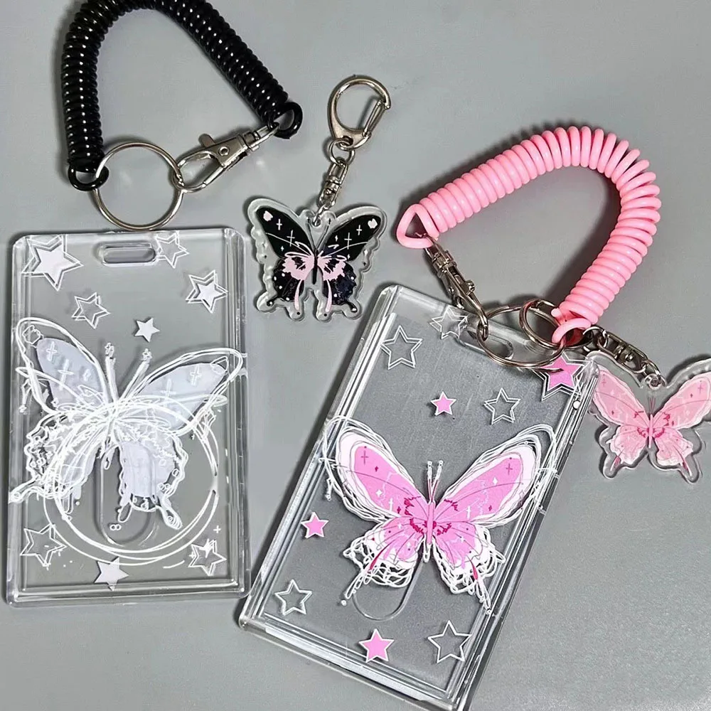 Y2k 3 Inch Photocard Holder Cute Butterfly Photo Display Holder Credit ID Bank Card Bus Card Protective Case Pendant DIY Fashion