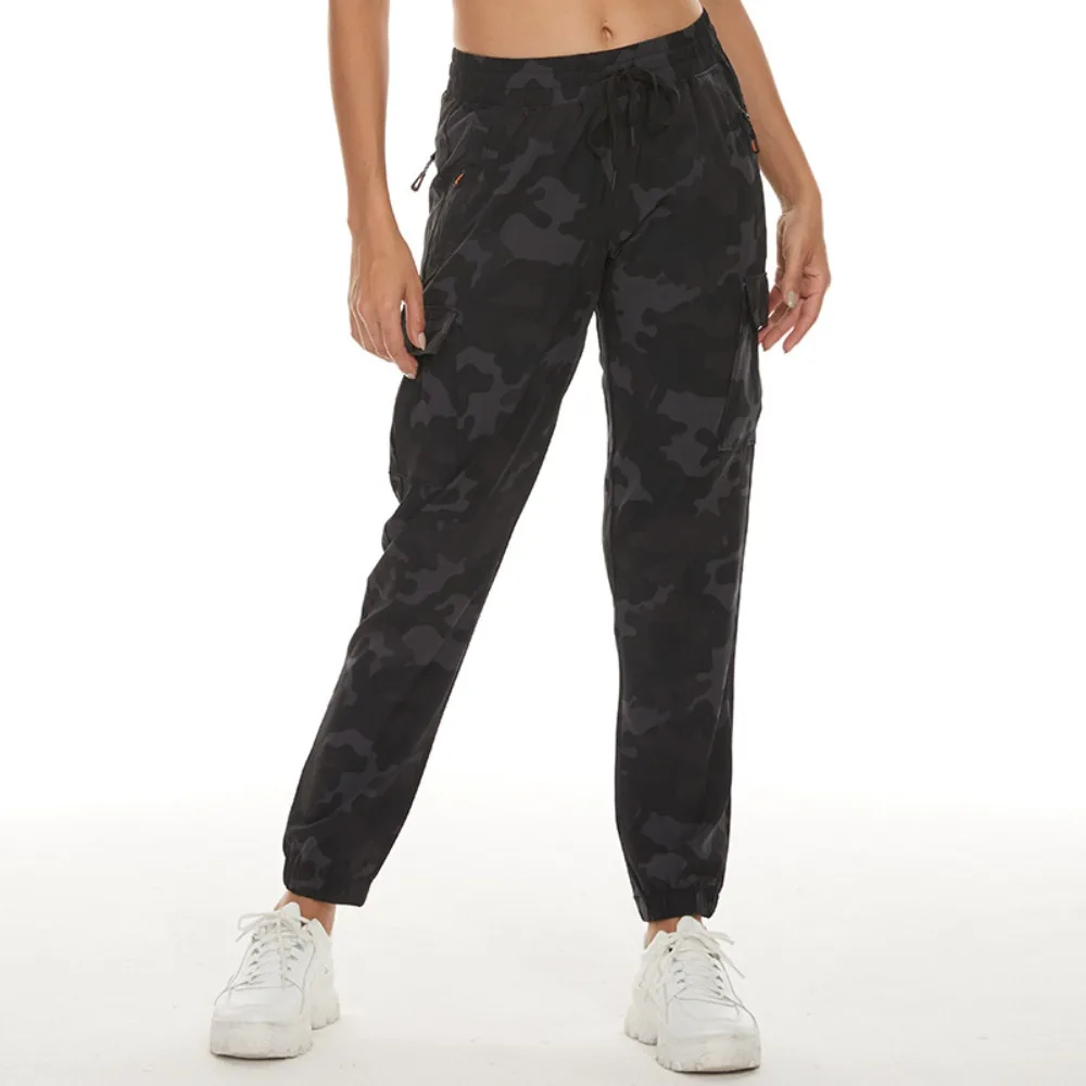Été nouvelles femmes camouflage Joggers femmes cordon taille entraînement Yoga conique pantalons de survêtement piste manchette Sport pantalon avec poches