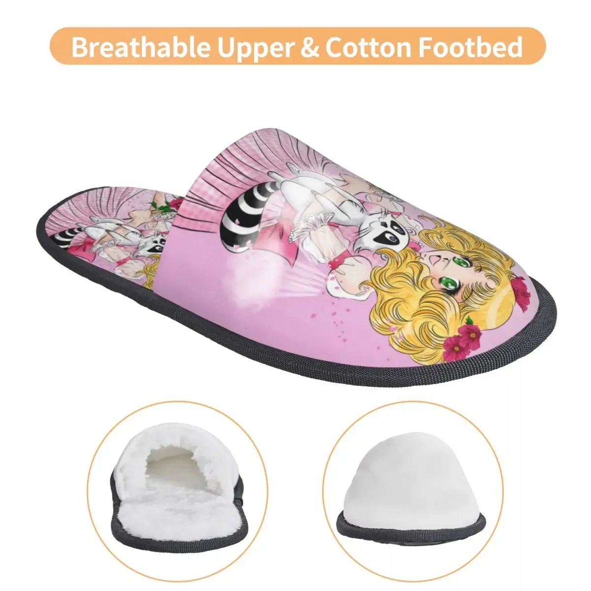 Anime mangá doce doce aconchegante chinelos de espuma de memória feminino spa casa sapatos