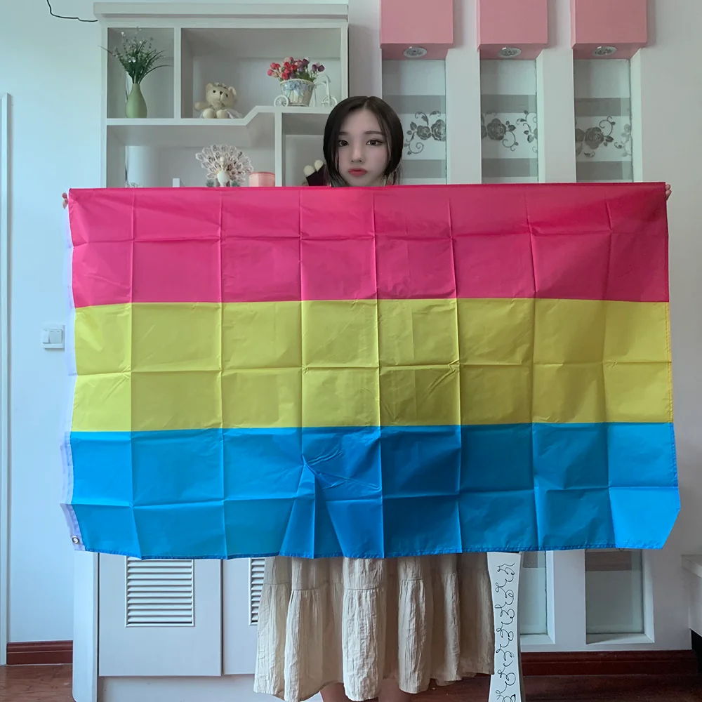 LGBT Flag 90x150cm Double Side Printed Polyester Hanging Omnisexual LGBT Pride Pan Pansexual Flag