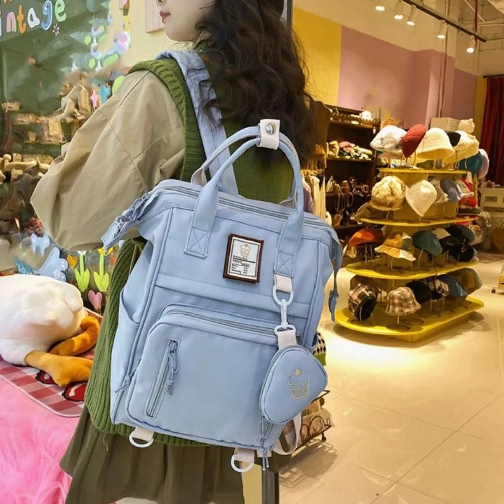 

Cartoon Portable Laptop Backpack Large Capacity Nylon College School Bag Korean Style Waterproof Ins Shoulder Bag Travel