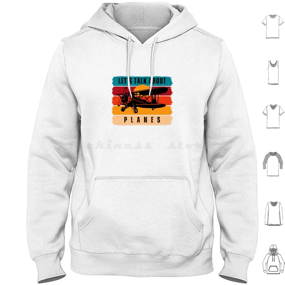 Let's Talk About Planes Hoodie Cotton Long Sleeve Biplane Vintage Biplane Planes Airplanes Jets Id Rather Be Flying Gliding