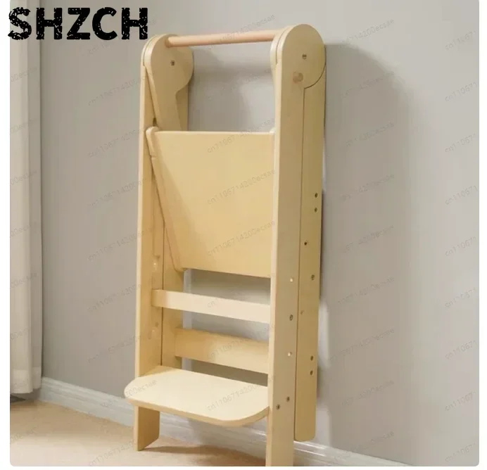 Kids' Folding Learning Tower - Step Stool with Handrails for Bathroom & Kitchen, Safe Standing Platform for Toddlers