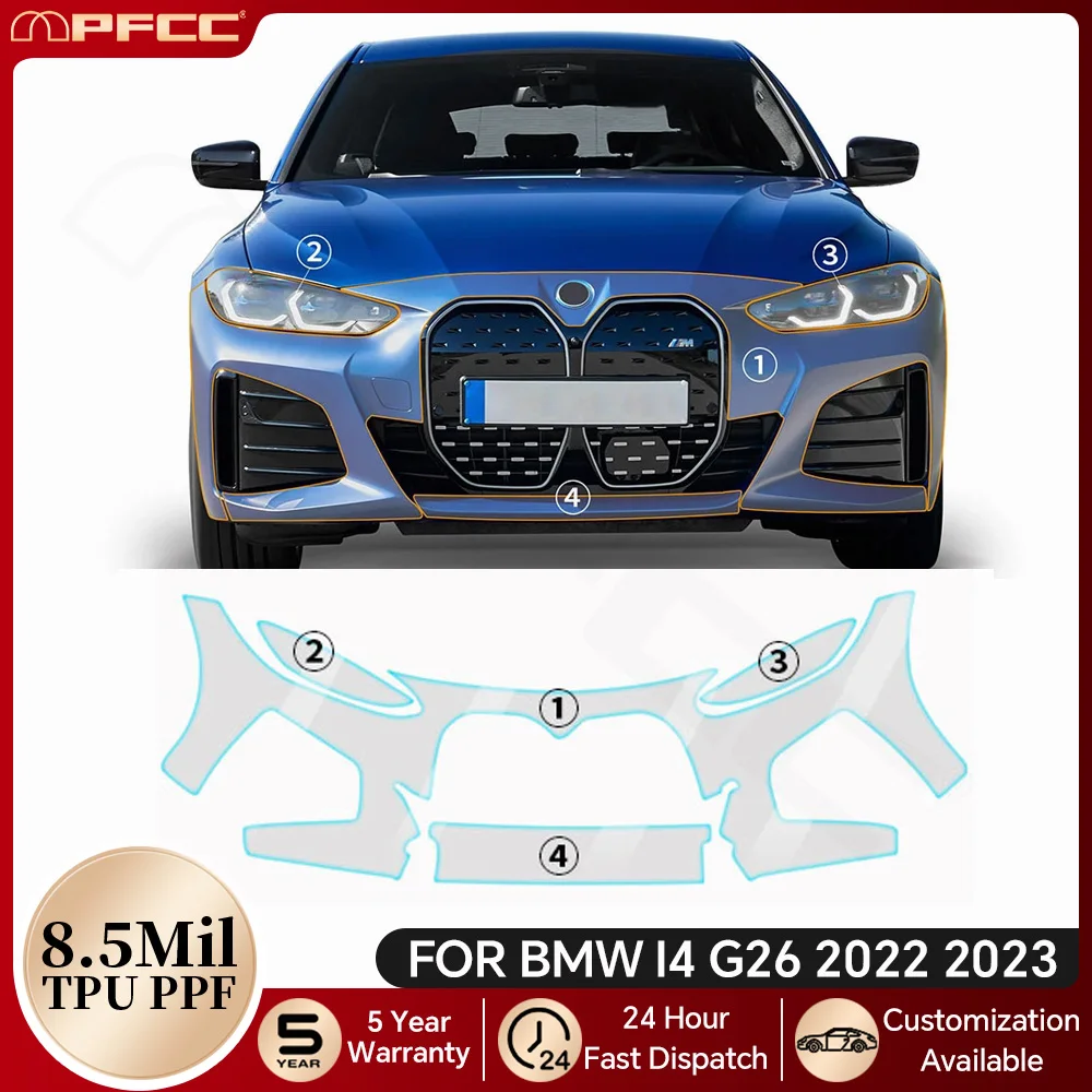 

For BMW I4 G26 2022 2023 TPU 8.5Mil TPU Paint Protection Film Car Body Bumper Pre-cut PPF Bra Clear Anti-scratch Resistant Cover
