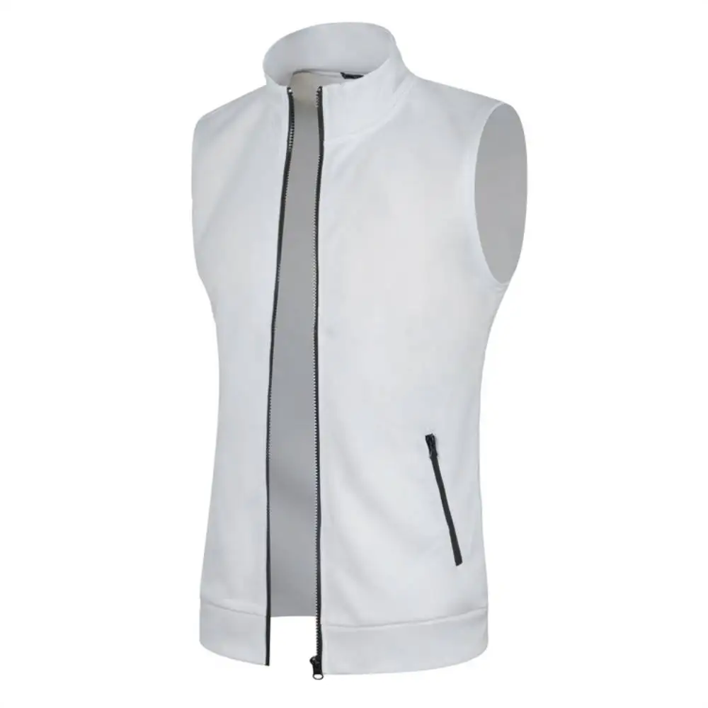 Waistcoat Male Stand Collar Tank Top Sweatshirt Men Vest Jacket Turtleneck Thin Fleece Cardigan Spring Autumn Sleeveless Apparel