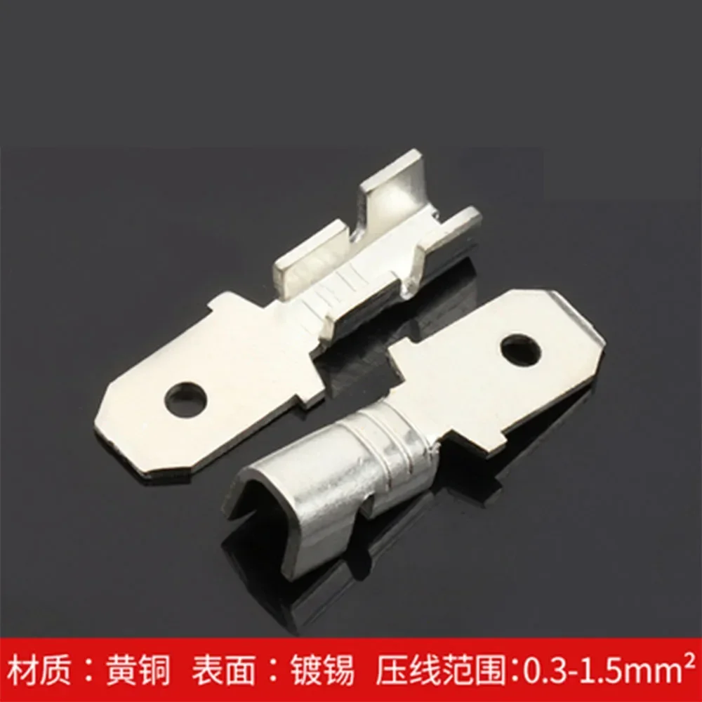 100PCS DJ615A-6.3A Insert 250 Terminal Block for the Car horn switch Connector
