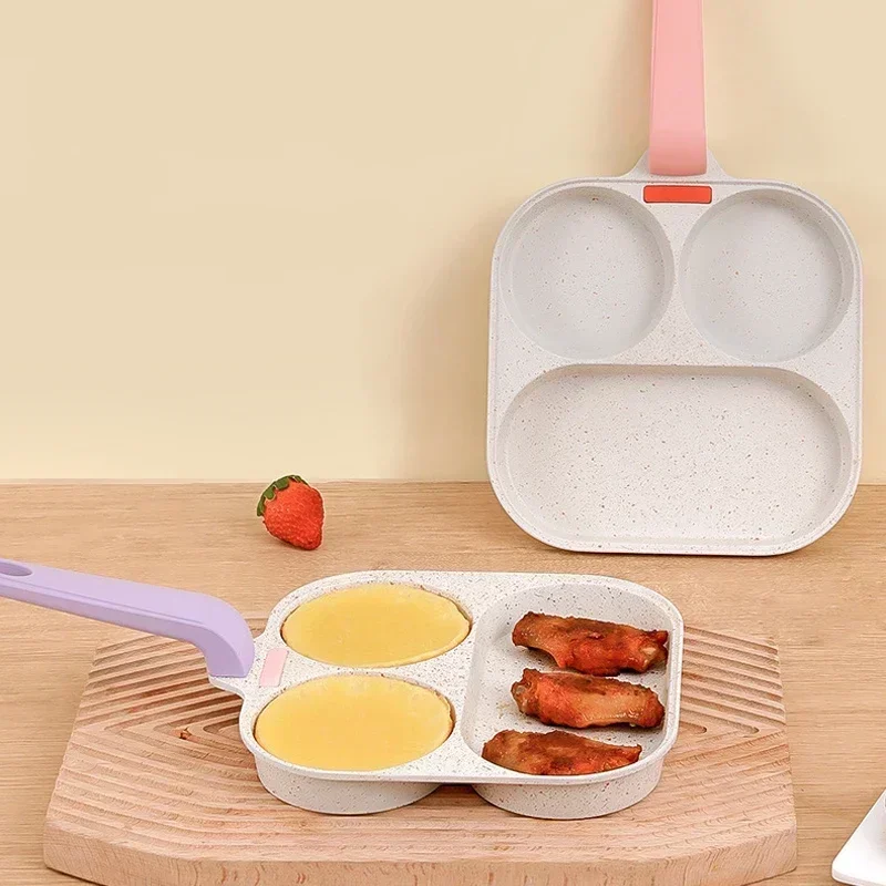 

Бытовая сковорода Maifanshi с антипригарным покрытием, сковорода для завтрака, 3 отверстия, яйцо, гамбургер, сковорода для стейка, антипригарная сковорода для омлета, кухонная посуда