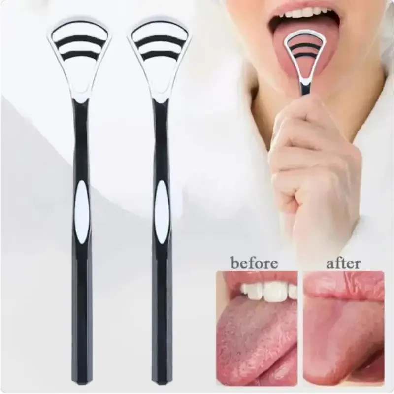 Tongue Coating Remover Set Effectively Scrapes Away White Coating Fights Bad Breath Black Oral Hygiene Tool for Family Use