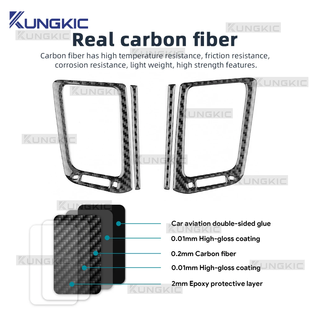 ملصق من ألياف الكربون الناعمة الحقيقية لسيارة Toyota Rav4 XA40 2013 2014 2015 2016 2017 2018 LHD RHD منفذ هواء السيارة مركز التحكم المركزي