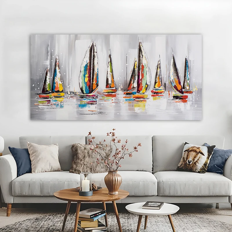 One Piece Abstract Boat Ship Posters SailBoat Painting Canvas Print Wall Picture for Living Room Modern Home Decoration No Frame