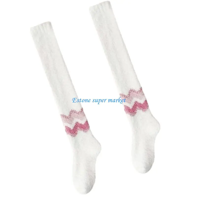 

090B Winter Sleepwear Soft Stretchy Fabric For Night Comfort Over Knee Sleeping Socks