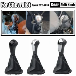 Car 5 Speed Manual Gear Shift Knob For Chevrolet Matiz Spark M300 2011 2012 2013 2014 2015 2016 Black Leather Gaiter Boot Cover