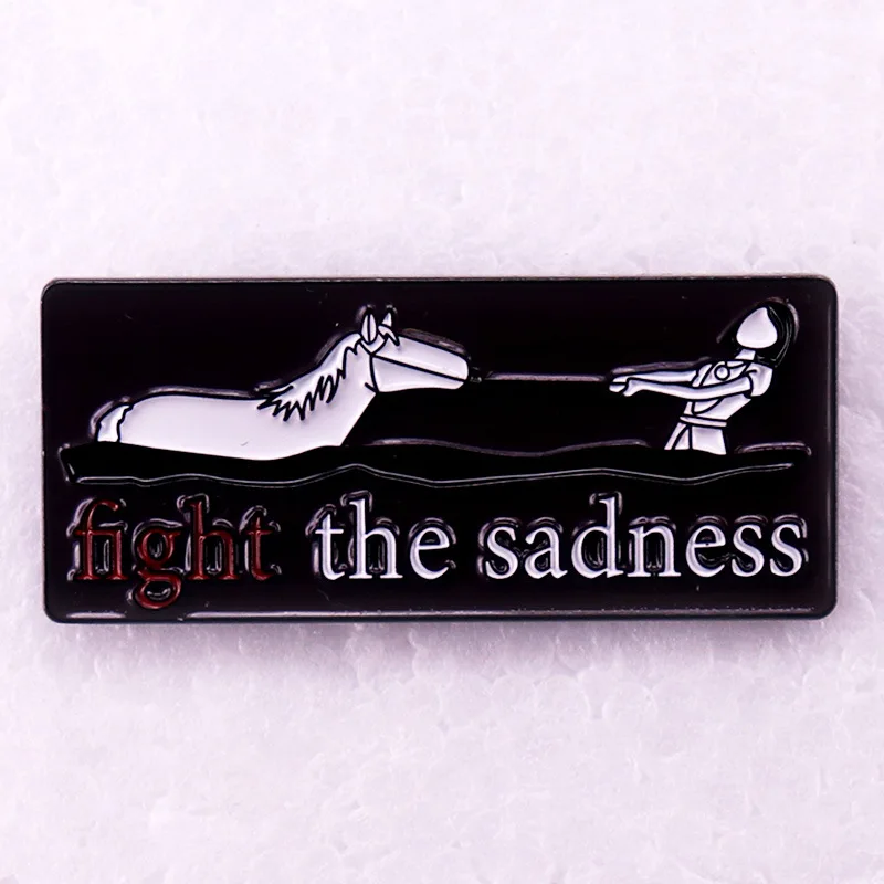 C5021 Fight The Sadness Enamel Brooches Pins Clothes Backpack Lapel Badges Fashion Jewelry Accessories For Friends Gifts