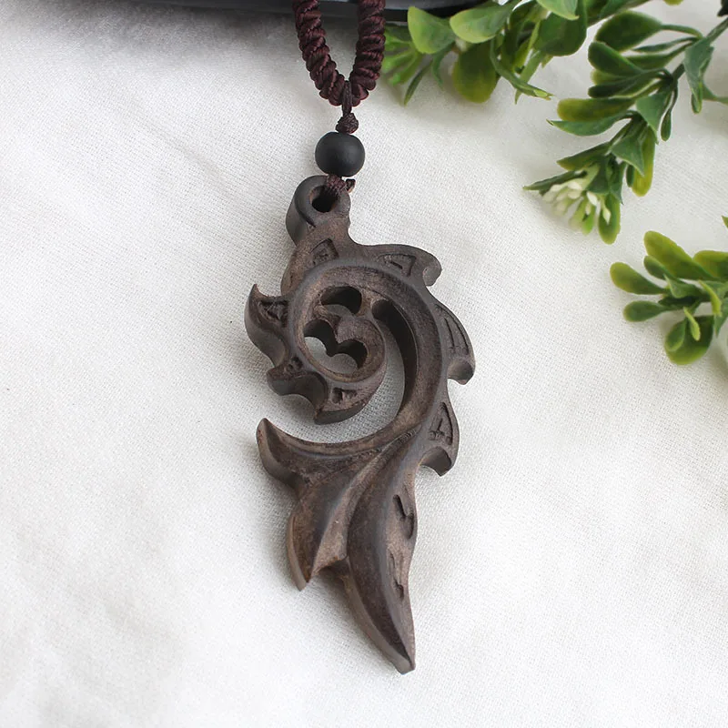 Vintage Long Sweater Chain Necklace Women's Ethnic Style Simple Sandalwood Handmade Wooden Pendants Clothing Accessories Sebba6392be02473da65fc2d13dd51012K
